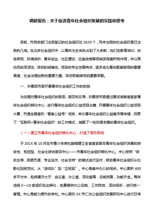 调研报告：关于促进青年社会组织发展的实践和思考