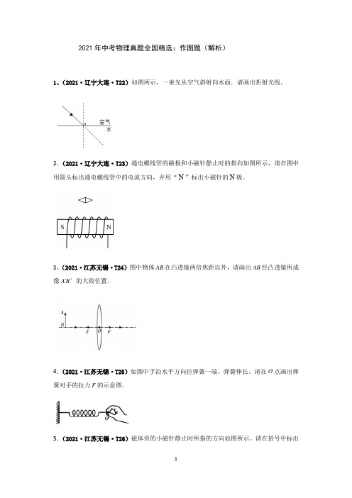 2021年中考物理真题全国精选：作图题(解析)