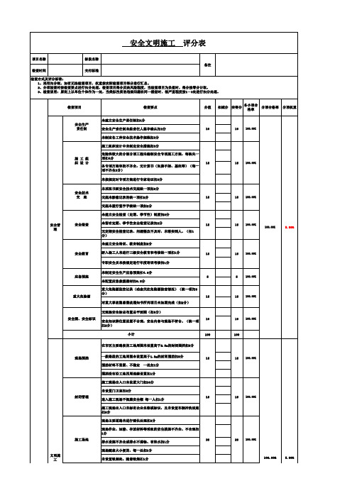 安全文明施工检查评分表