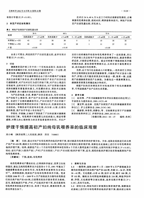 护理干预提高初产妇纯母乳喂养率的临床观察