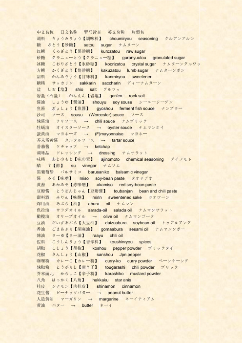 日本语调味料辞典