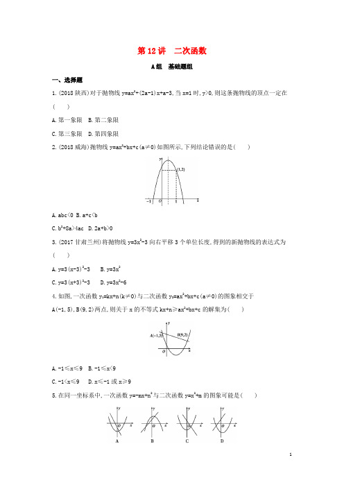 中考数学 第一部分 基础知识过关 第三章 函数及其图象 第12讲 二次函数精练