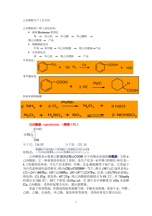 己内酰胺生产介绍