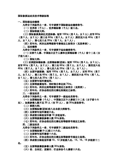 国际象棋运动员技术等标准