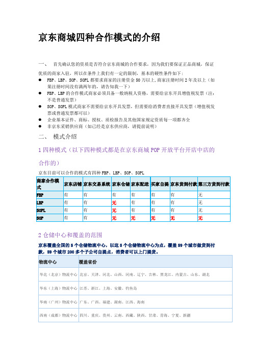 京东四种合作模式介绍