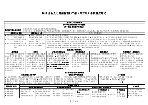 2017企业人力资源管理师二级重点笔记(全)