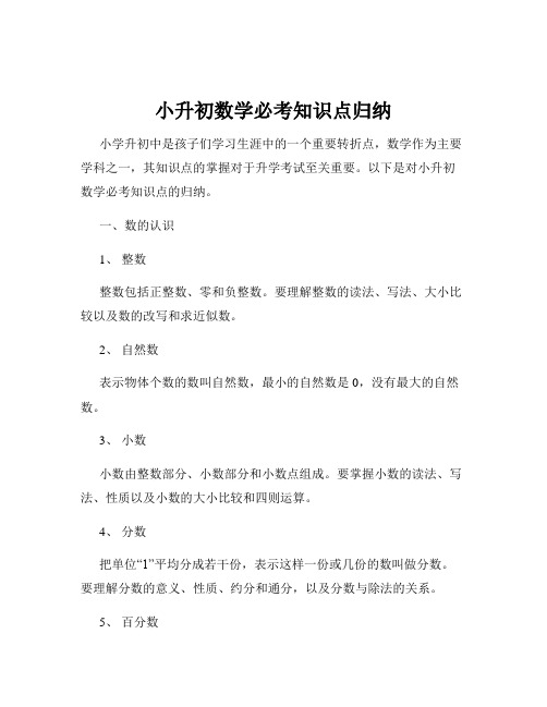 小升初数学必考知识点归纳