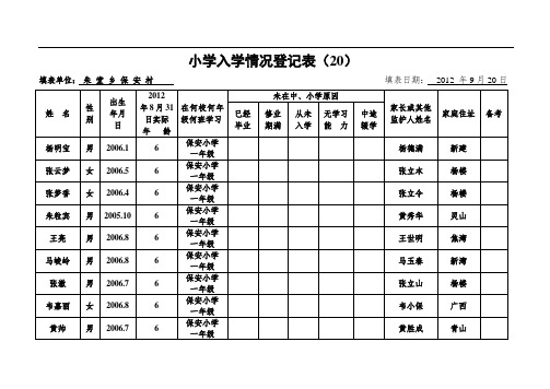 小学入学情况登记表