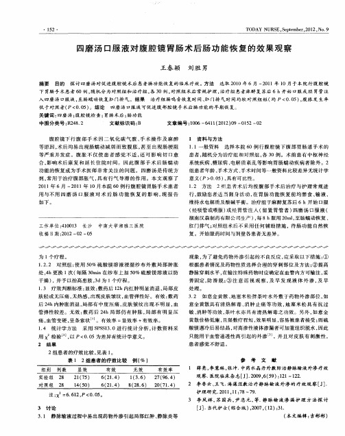 四磨汤口服液对腹腔镜胃肠术后肠功能恢复的效果观察