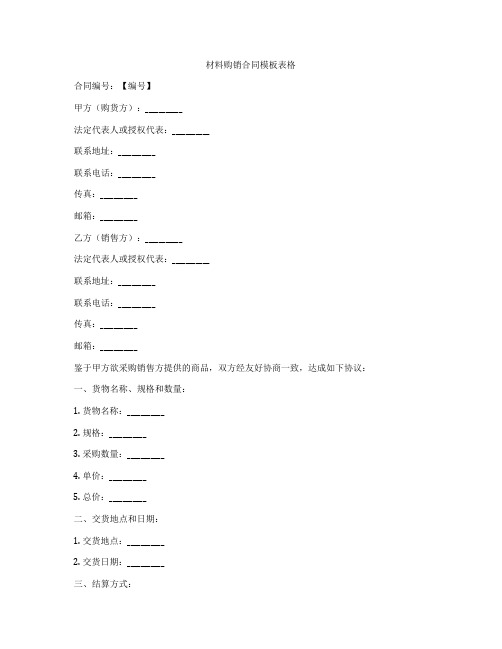 材料购销合同模板表格