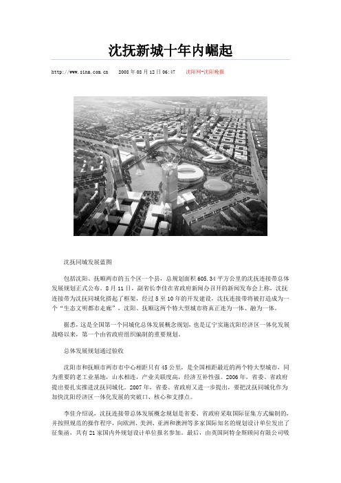 沈抚新城十年内崛起