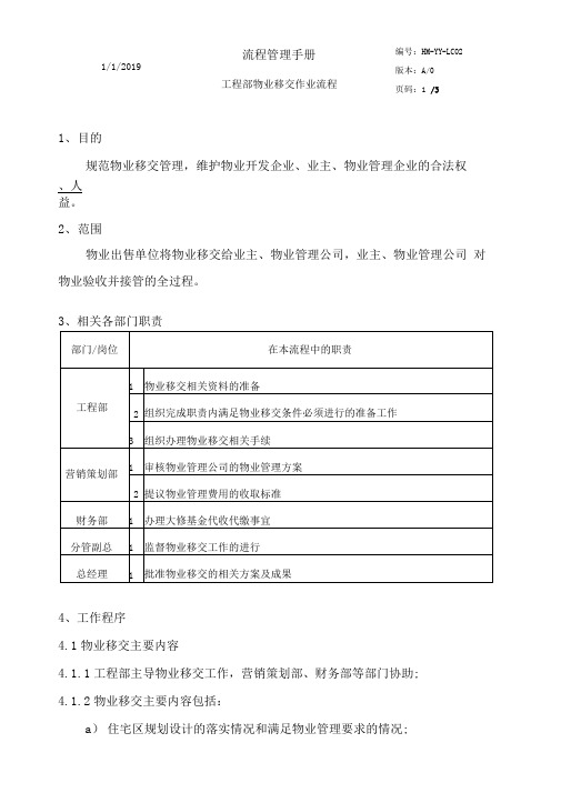 房地产物业移交作业流程