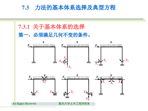 7.3 力法的基本体系选择及典型方程