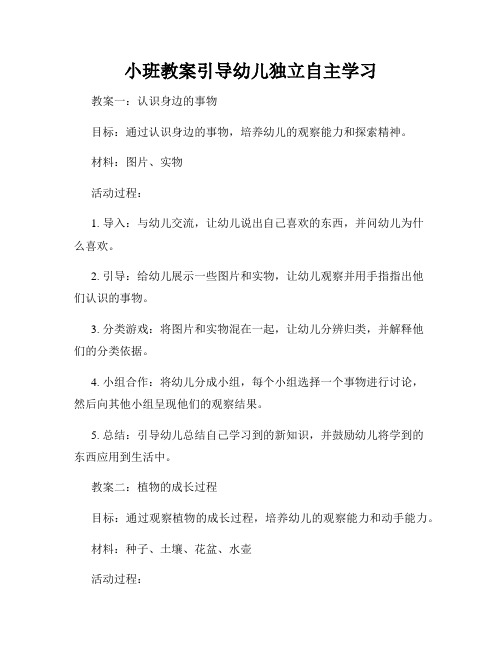 小班教案引导幼儿独立自主学习