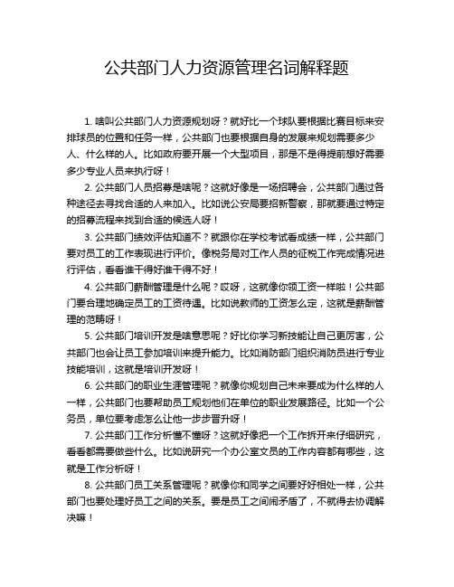 公共部门人力资源管理名词解释题