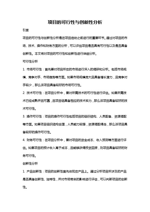 项目的可行性与创新性分析