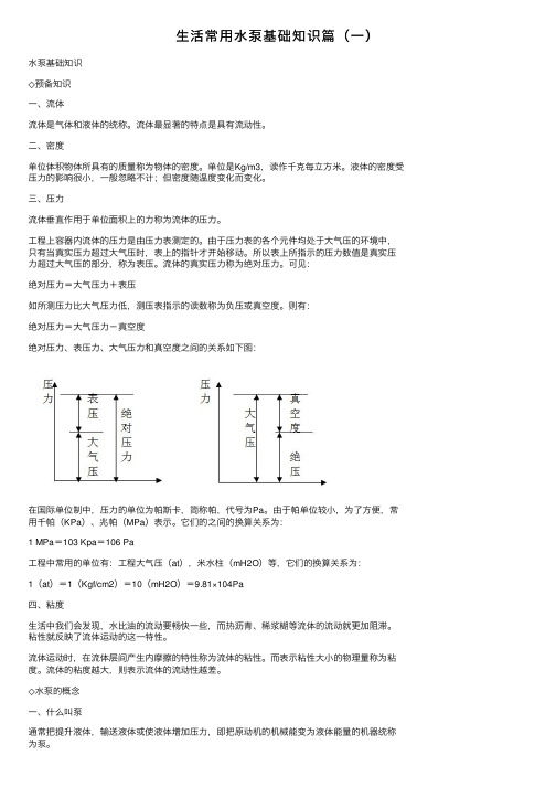 生活常用水泵基础知识篇（一）