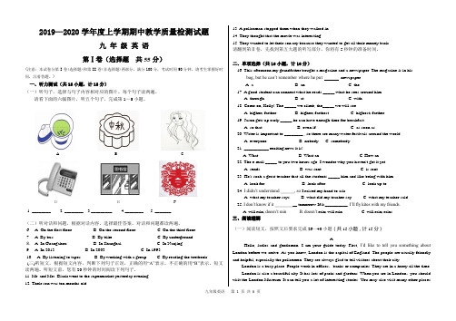 2019--2020学年度山东省临沂市郯城县(北区)九年级上学期期中英语试题