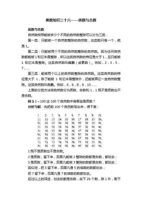 奥数知识三十六——质数与合数