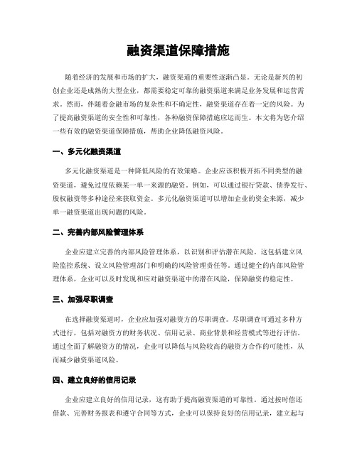 融资渠道保障措施