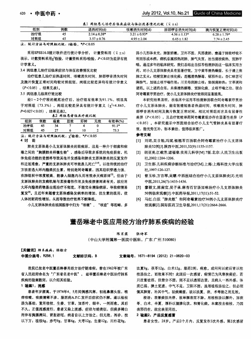 董岳琳老中医应用经方治疗肺系疾病的经验