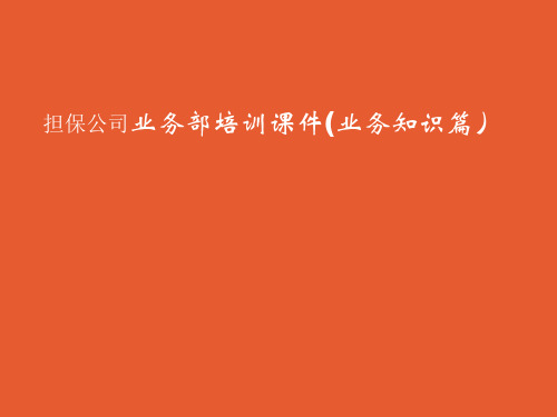 担保公司—业务知识篇超级详细课件