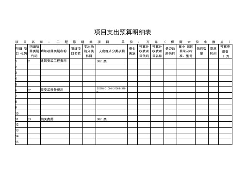 (项目管理)项目支出预算明细表