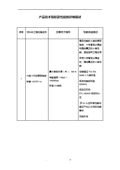 产品技术指标及性能地详细描述