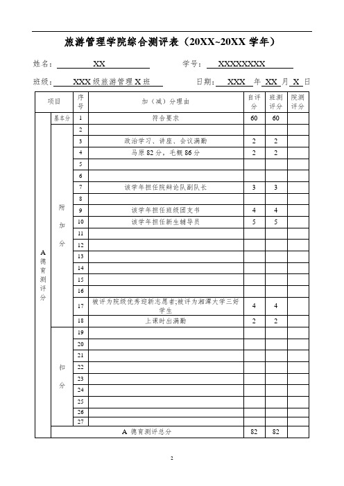 奖学金评选评分表格模版