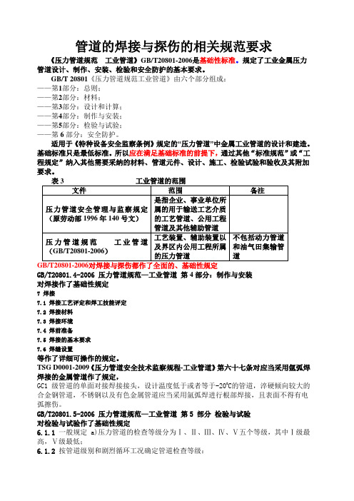 管道的焊接与探伤的相关规范要求