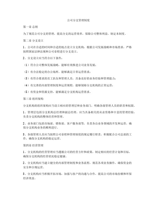 公司分支管理制度