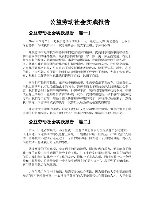 公益劳动社会实践报告