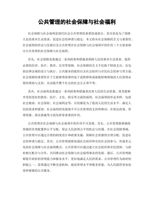 公共管理的社会保障与社会福利