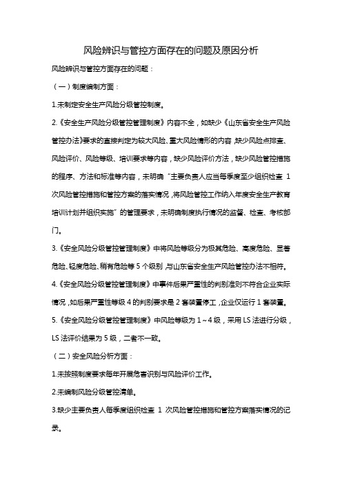 风险辨识与管控方面存在的问题及原因分析