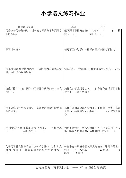 小学四年级语文每日一练II (72)