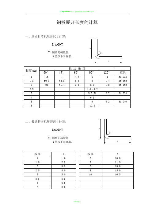 钢板展开长度的计算