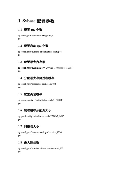 Sybase配置参数