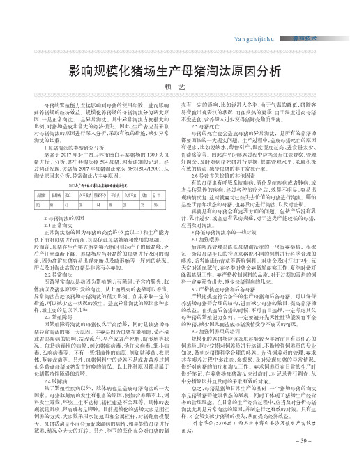 影响规模化猪场生产母猪淘汰原因分析