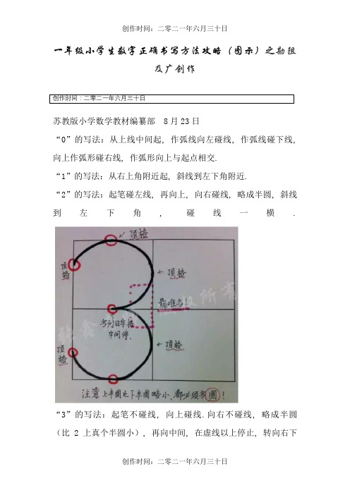 一年级小学生数字正确书写方法攻略(图示)