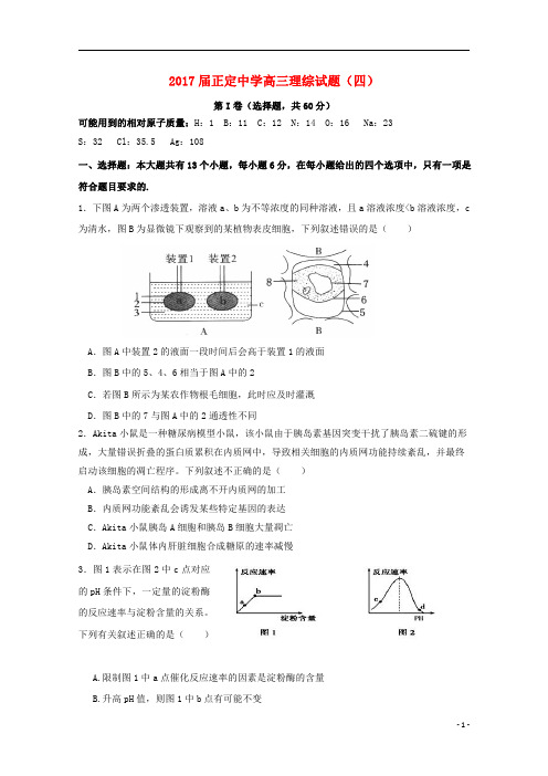 河北省正定中学2017届高三理综综合测试试题四