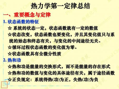 物理化学 热力学一定律、二定律复习