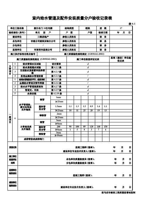 水电分户验收记录
