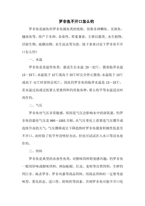 钓鱼技巧：罗非鱼不开口怎么钓