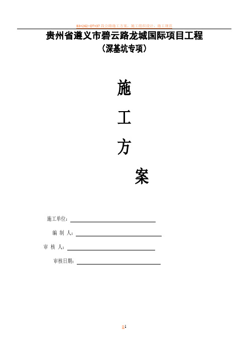 龙城国际项目深基坑支护安全专项施工方案