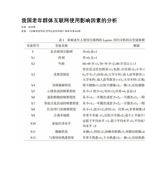 我国老年群体互联网使用影响因素的分析