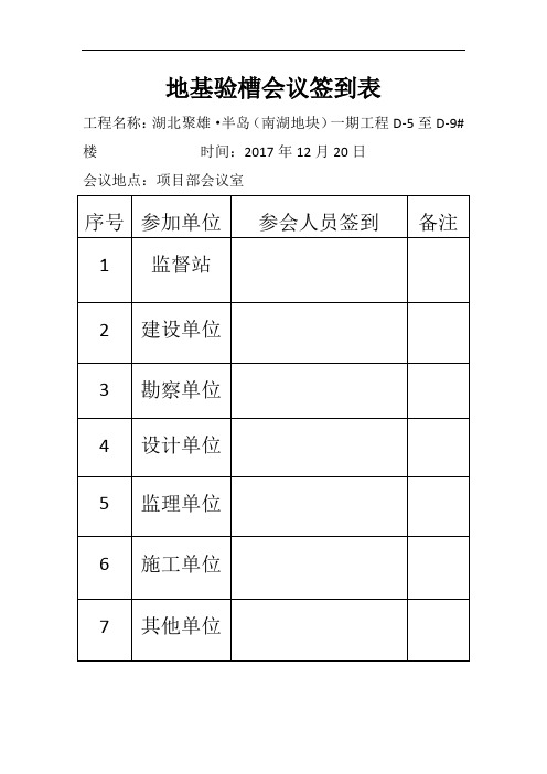 地基验槽会议签到表