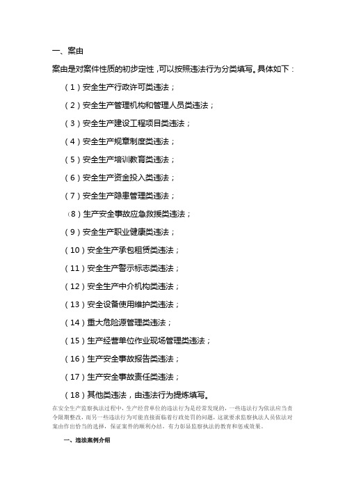 安全生产行政执法案由18类违法