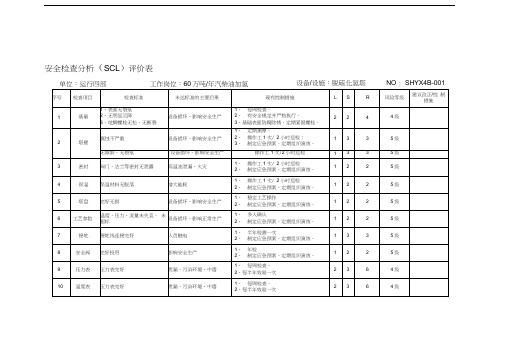 安全检查分析(SCL-LS)评价表