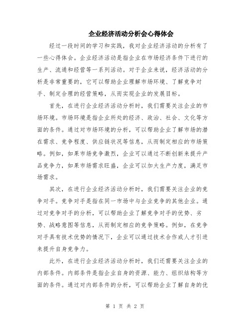 企业经济活动分析会心得体会