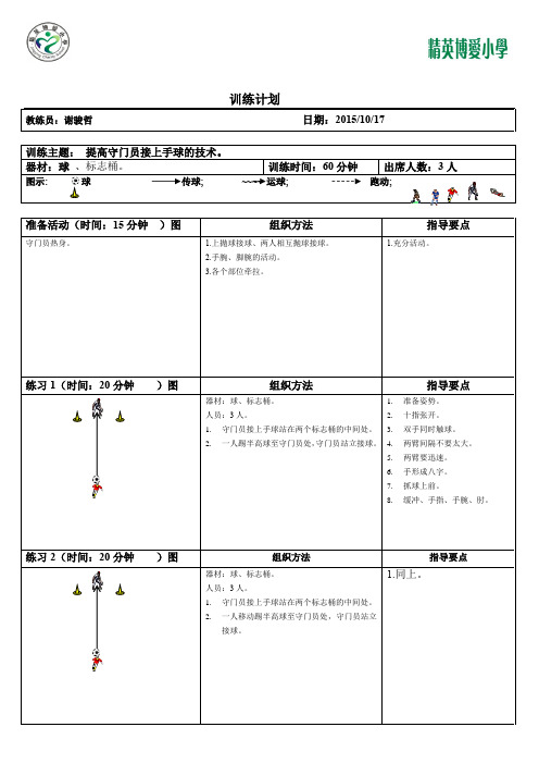 提高守门员接上手球的技术